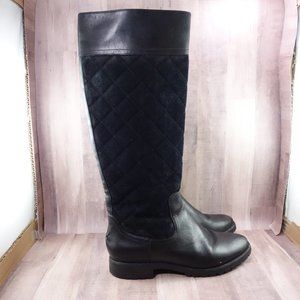 Sperry Riding Boots Womens 8 Essex Tall Knee High Quilted Suede Leather Black